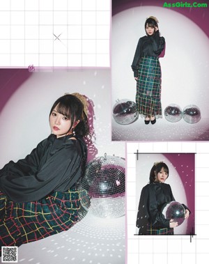 A magazine spread with three women in plaid dresses.