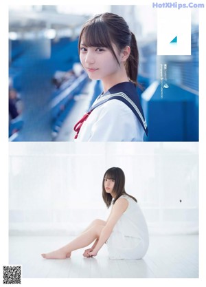 A woman in a sailor outfit posing for a magazine.