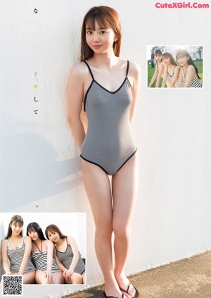 A group of three young women in bathing suits posing for a picture.