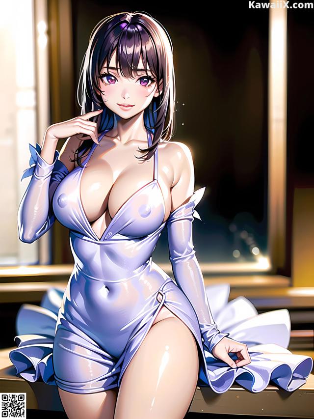 Hentai - 华彩繁花 Set 2 20230602 Part 28 No.6d52e9 A woman in a blue dress sitting on a table.