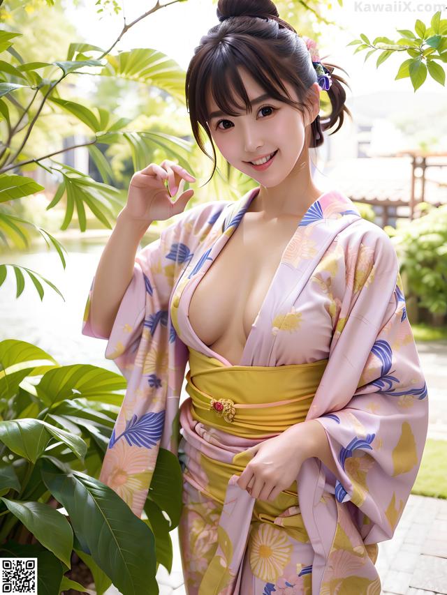 A woman in a kimono posing for a picture.