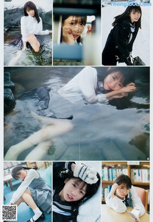 A series of photos of a woman in a white shirt and black panties.